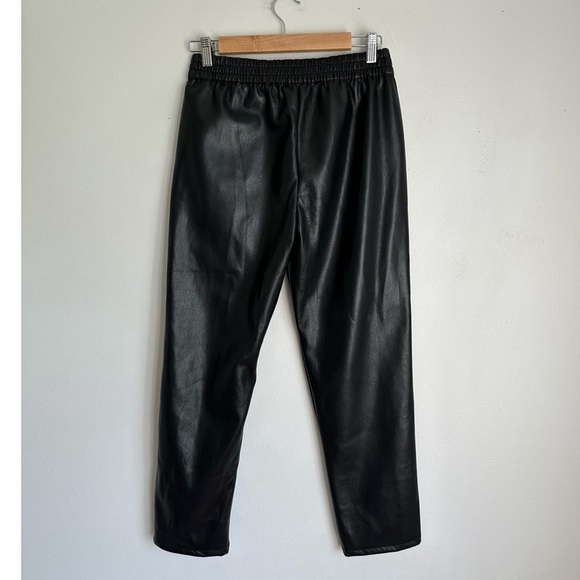 Babaton Aritzia Vegan Leather Straight Pants Elastic Waist in Black - Picture 2 of 6